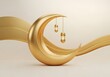 © Fatema Khanam Chy - Golden crescent moon and lanterns adorned with flowing abstract ribbons in a studio setting
