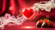 © BosiR - Chocolate dipped strawberries with heart and roses isolated on a transparent background music notes