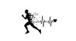 © Ahmad - Silhouette of runner disintegrating into particles with heartbeat line