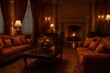© Vlad - Cozy evening gathering elegant living room interior design warm atmosphere low light comfort and relaxation