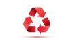 © Zuhaib - Vibrant red recycling logo with 3D shadow effect on white background representing eco awareness