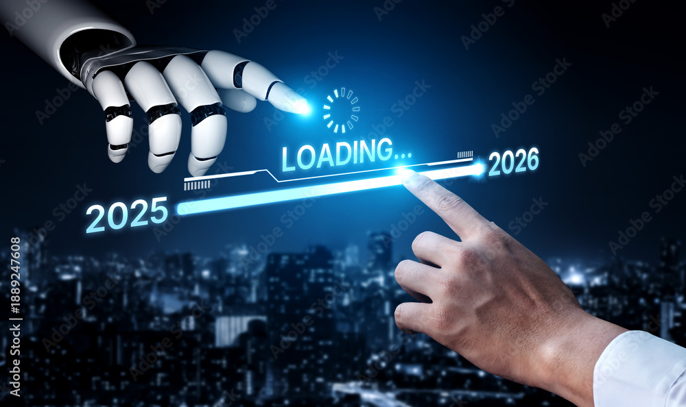 AI visualizes the transition from 2025 to 2026 using smart progress ...