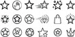 © barca - Collection of hand-drawn star icons, including glowing, outlined, and award styles, along with a shopping bag and a crown symbol for a versatile design element