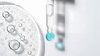 © florynstudio3 - Clear serum dripping from a pipette above a surface with bubbles, soft lighting