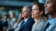 © Laura - Group of businesspeople attending conference, diverse men and women attending conference in convention center, professional seminar gathering, multicultural participants, faceless