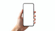 © gabriel - Hand Holding Blank Smartphone Screen on White Background