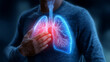 © Ramses - Human Lungs with Inflammation and Chest Pain – Respiratory Disease, Coughing, Shortness of Breath, Pneumonia, Asthma and Pulmonary Infection Medical Concept Illustration
