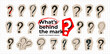© Anastasiia Hevko - Scrapbook doodle crayon question mark collection on checkered background. Punctuation typography symbols for collages. Vector crayon question marks on craft torn paper. Problem solving concept.