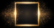 © sornram - A mesmerizing glowing frame of golden sparkles against a dark background, perfect for displaying creative artwork or text.