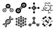 © ProAssets - Set of molecular structures including water, oxygen, methane, glucose, DNA, sodium chloride, carbonate, and gases.
