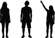 © Art_By_Shoriphul - Black standing people silhouette vector set showing man and woman in different poses including pointing and looking up isolated on white background