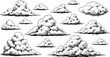 © Art_By_Shoriphul - Hand drawn cloud illustrations set with vintage engraving style isolated on white background for weather, sky, and design concepts usage projects