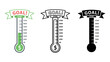 © Qaisar - Three goal thermometers with different progress levels on a white background