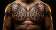 © FikStock - Man with striking dragon tattoos on muscular chest