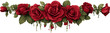 © arif - A long arrangement of red roses with leaves, in clip art style.