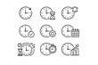 © Fora - Clock and time icon set: alarms, calendars, gears, and graphs for efficient time management