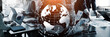 © metamorworks - Business scene and global network concept. Wide angle visual for banners or advertisements.