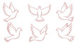 © vita_olivko - Set of minimalistic doves with outstretched wings in linear style