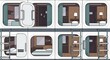 © Ariestia - Multiple compact sleeping compartments arranged in a stacked configuration illustrate efficient interior lodging design