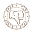 © AFAZ - A circular stamp displays a thumbs down gesture with the word fake repeated