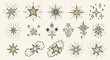 © iconic Wilda - Assorted hand-drawn star illustrations in vintage style for festive design projects or celestial