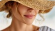 © Iaroslav - Woman relaxing under summer sun in straw hat, enjoying spa day vacation wellness and tranquil