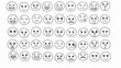 © Googl - Collection of diverse emoticon faces in simple black line art on white
