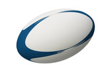 White and blue rugby ball sports isolated on a transparent background