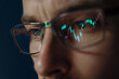 © Arsenii - Close-up of a focused trader wearing glasses with a glowing stock market chart reflection. Serious crypto investor analyzing the cryptocurrency market. Finance, trading, and investment concept.