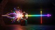 © SubaDesigns - A kaleidoscope of wild, untamed light bursts into a majestic crystal, which skillfully distills the chaos into a radiant, arrow-guided beam of pure energy, a profound metaphor for turning