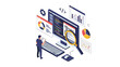© Jack - Data analysis and software development concept featuring a computer screen with charts, code, and a magnifying glass.