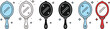 © Rubya - Hand mirror icon set in colorful and black styles with sparkles for beauty salon makeup and grooming designs