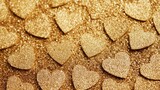 Golden heart shaped glitter background, festive and celebratory. Romantic holiday, love theme, sparkle effect, luxury design, party decor, shiny texture, glamorous celebration.