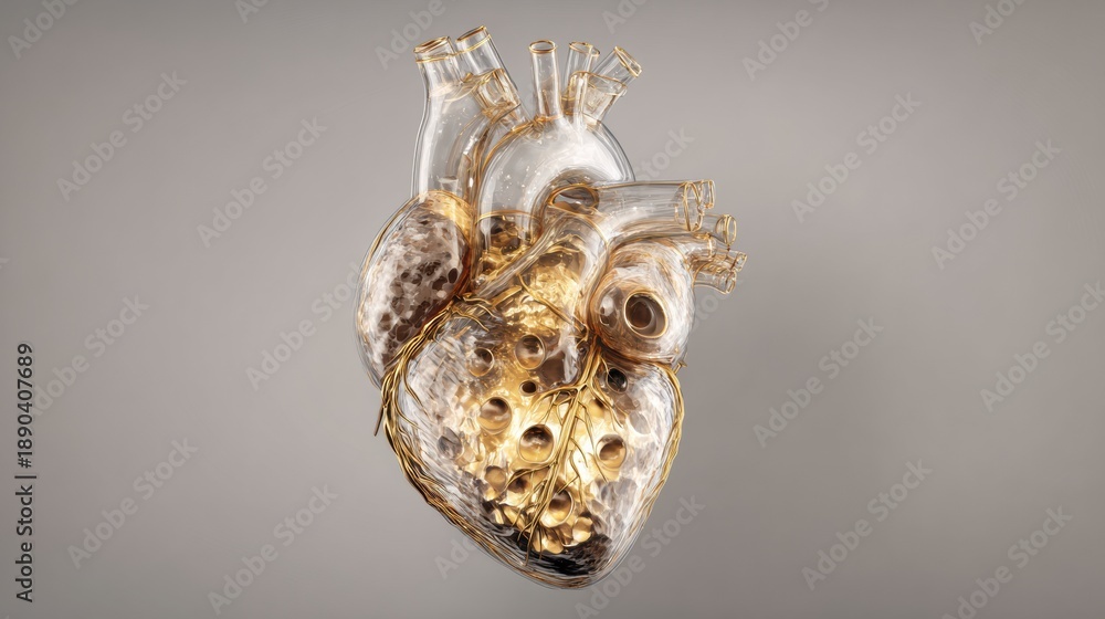 Human Heart Cross Section Medical Render Showing Detailed Valves and ...