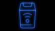 © MdShafiqul - Neon blue futuristic smart speaker icon with glowing wifi signal, representing intelligent voice assistant technology and wireless communication, isolated on black background