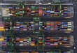 © Amazing Aerial - Aerial view of a vibrant tapestry of shipping containers stacked in neat rows, creating a geometric mosaic of colors and textures at the harbor, Singapore, Singapore.