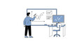 © Tasnim Studio - Man presenting data analysis on a whiteboard and computer screen