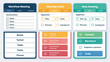 © ahmad hussain - Collage of business and productivity interface elements including checklists, notes, and cards for meetings and tasks.