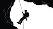 © Ashik - A lone climber descends a rock face using ropes and gear showcasing adventure and skill a striking silhouette high quality professional