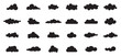 © ISHWARAN - Set of Cloud Icon Black Line. Clouds vector Illustration with Weather Climate Symbol. Editable stroke thin line with Cartoon Bubble Sign.