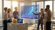 © The_Believer  - Diverse team collaborates on futuristic holographic financial data analysis in modern office