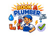 © 4zevar - Cartoon plumber illustration with tools and plumbing symbols