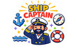 © 4zevar - Cartoon ship captain saluting with nautical symbols