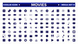 © artshuvo - Movie solid icon set. Entertainment and arts icon collection. Contains such Icons as theater, cinema, video, dance, game, music arts, photo and more. Cinema, Movie solid icons set.
