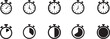 © MDTUHIN - Stopwatch timing icon set vector illustration, clock alarm pictogram, countdown timer icons outline