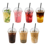 Drinks in plastic cups isolated on a transparent background
