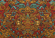 © Dika - Intricate Aztec Sun Stone Calendar Design with Eagle Motifs in Vibrant Earthy Tones