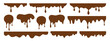 © sorov - Melting chocolate drips and splashes, sweet food elements for confectionery and dessert design, rich brown liquid effect