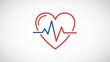 © Umri - Heart rate monitor icon with red and blue ecg line on white background symbolizing health and wellness