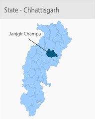 Naklejka na meble Janjgir_Champa-Chhattisgarh_Map_Chhattisgarh detailed map illustration graphic for educational reference, geographic visualization, design layouts, pr